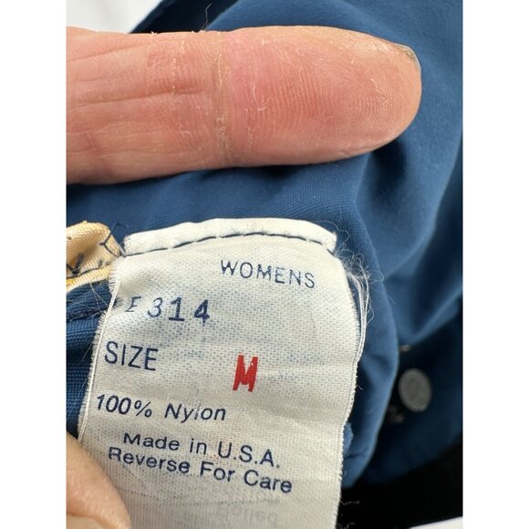 L.L. Bean Women's Pullover 1/4 Zip Windbreaker Jacket Blue Hood Medium Pocket - Picture 11 of 11